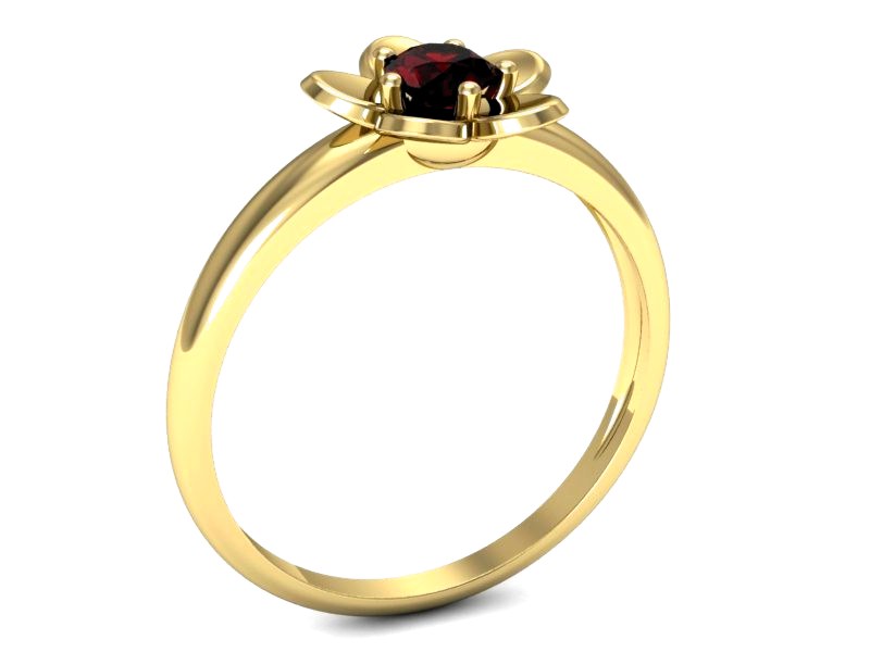 Złoty pierścionek z granatem żółte złoto - p16218zgr — zdjęcie 3