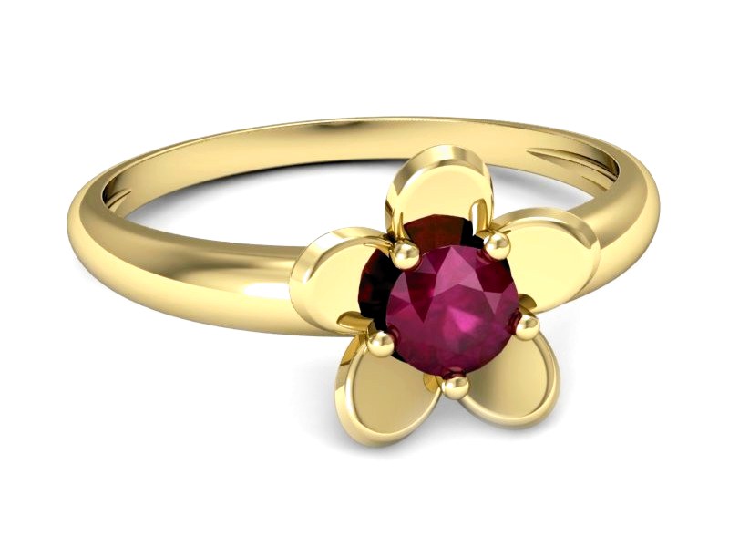 Złoty pierścionek z rubinem żółte złoto - p16218zr — zdjęcie 2