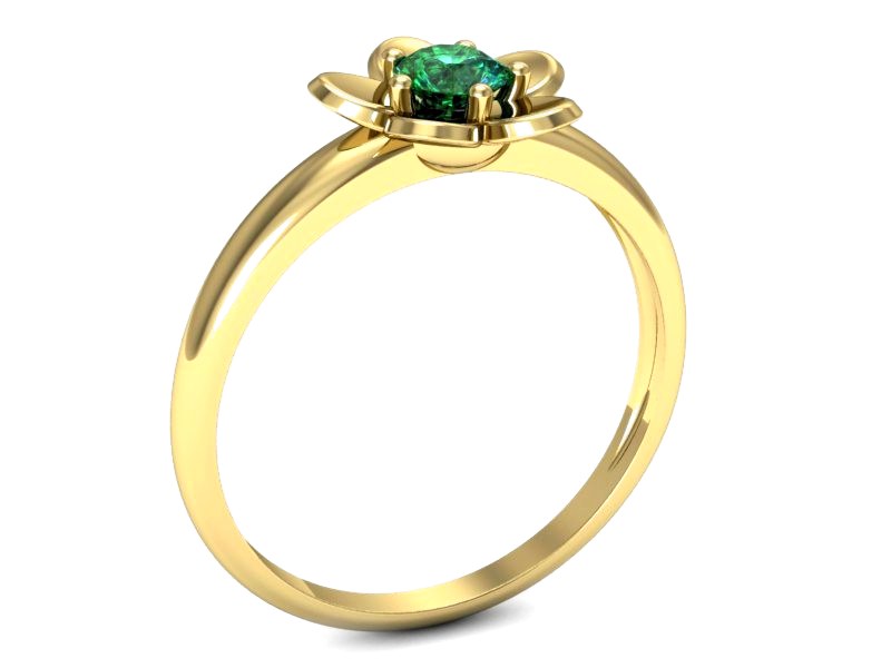 Złoty pierścionek ze szmaragdem żółte złoto - p16218zsm — zdjęcie 3