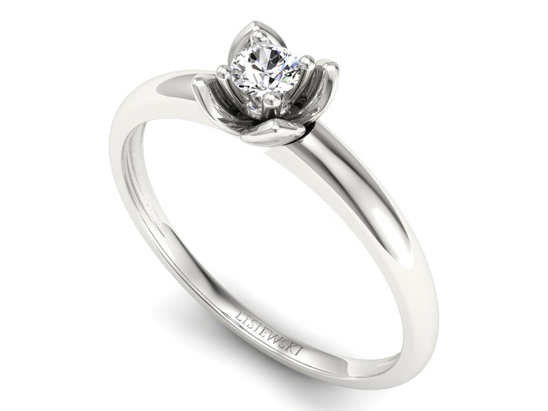 Złoty pierścionek z brylantem białe złoto - p16220b — zdjęcie 3