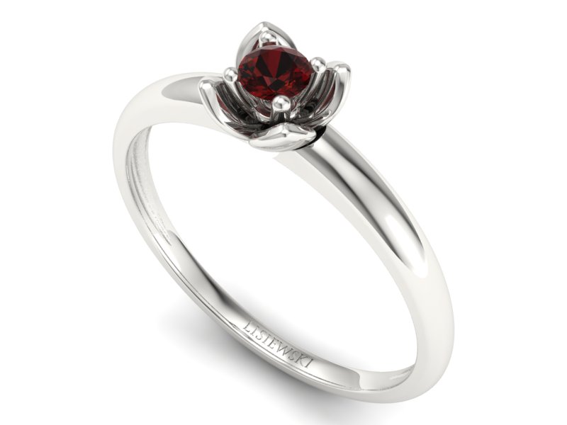 Złoty pierścionek z granatem białe złoto - p16220bgr — zdjęcie 3