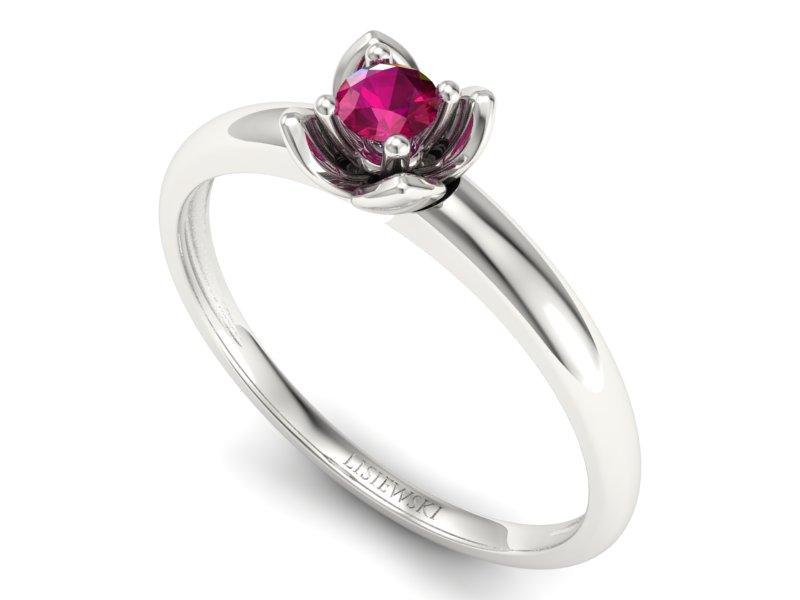 Złoty pierścionek z rubinem białe złoto - p16220br — zdjęcie 3