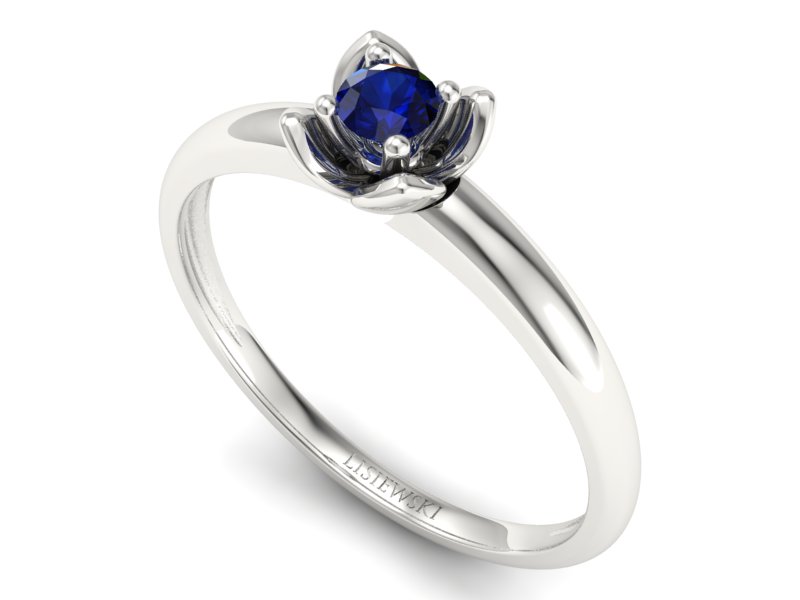 Złoty pierścionek z szafirem białe złoto - p16220bsz — zdjęcie 3
