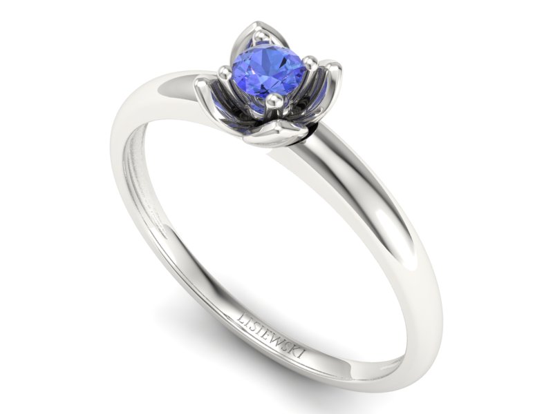 Złoty pierścionek z tanzanitem białe złoto - p16220bt — zdjęcie 3