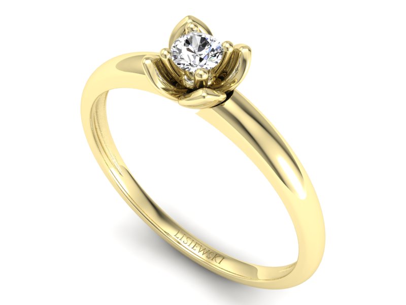 Złoty pierścionek z brylantem żółte złoto - p16220z — zdjęcie 3