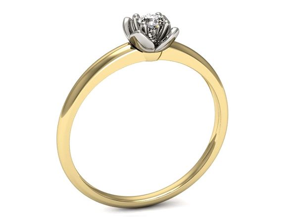Pierścionek z diamentem żółte i białe złoto 585 - p16220zb