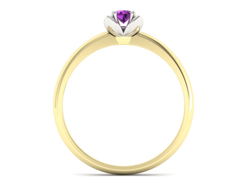 Pierścionek z ametystem żółte i białe złoto - p16220zbat — zdjęcie 2
