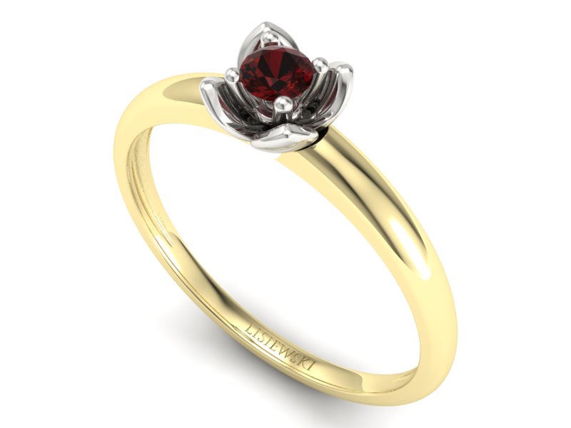 Pierścionek z granatem żółte białe złoto - p16220zbgr — zdjęcie 3