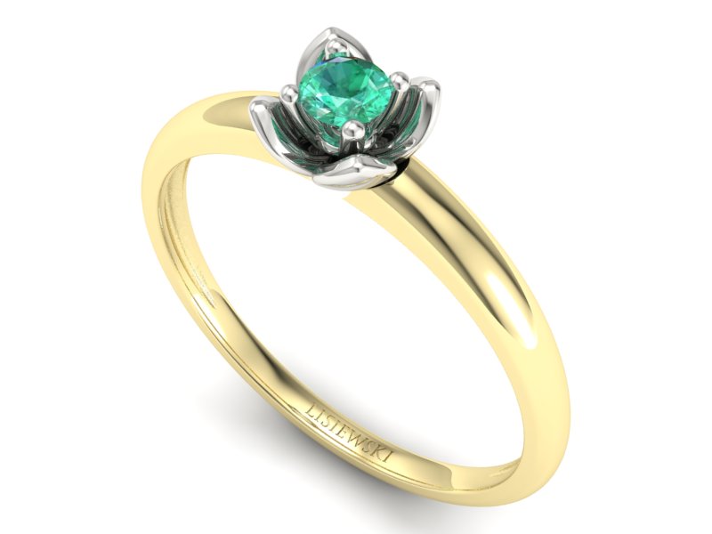 Pierścionek ze szmaragdem żółte i białe złoto - p16220zbsm — zdjęcie 3