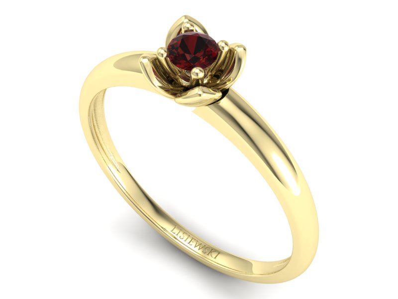 Złoty pierścionek z granatem żółte złoto - p16220zgr — zdjęcie 3