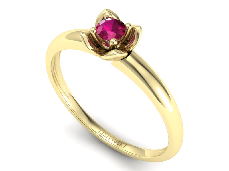 Złoty pierścionek z rubinem żółte złoto - p16220zr — zdjęcie 3