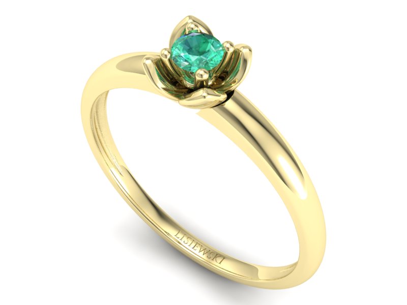 Złoty pierścionek ze szmaragdem żółte złoto - p16220zsm — zdjęcie 3