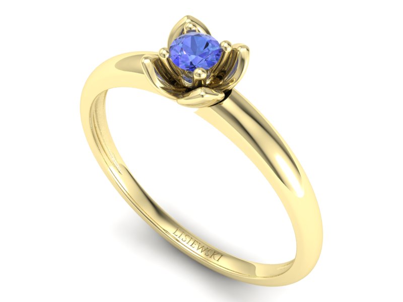 Złoty pierścionek z tanzanitem żółte złoto - p16220zt — zdjęcie 3