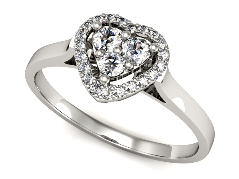 Złoty pierścionek z brylantami białe złoto - p16221b