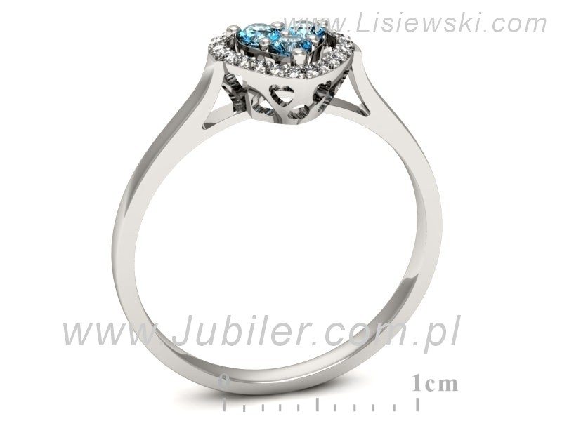 Pierścionek z topazami i brylantami białe złoto - p16221ba — zdjęcie 3