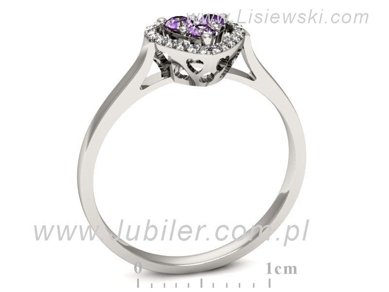 Złoty pierścionek z ametystami i brylantami - p16221bat — zdjęcie 3