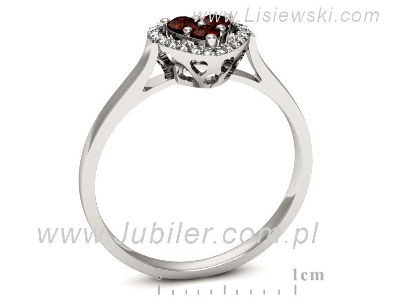 Pierścionek białe złoto z granatami i brylantami - p16221bgr — zdjęcie 3