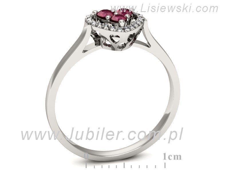 Złoty pierścionek z rubinami i brylantami - p16221br — zdjęcie 3