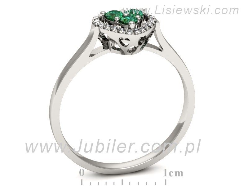 Złoty pierścionek ze szmaragdami i brylantami - p16221bsm — zdjęcie 3