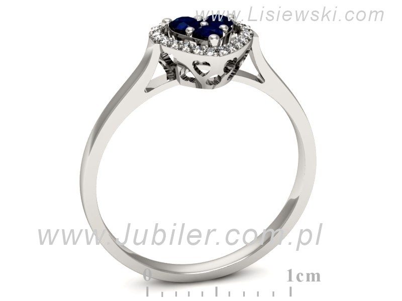 Pierścionek białe złoto z szafirami i brylantami - p16221bsz — zdjęcie 3
