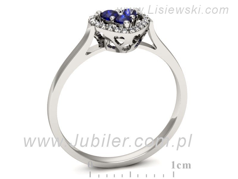 Złoty pierścionek z szafirami i brylantami - p16221bszc — zdjęcie 3