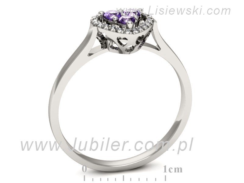 Złoty pierścionek z tanzanitami i brylantami - p16221bt — zdjęcie 3