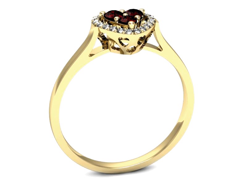 Pierścionek z granatami i diamentami żółte złoto - p16221zgr — zdjęcie 3