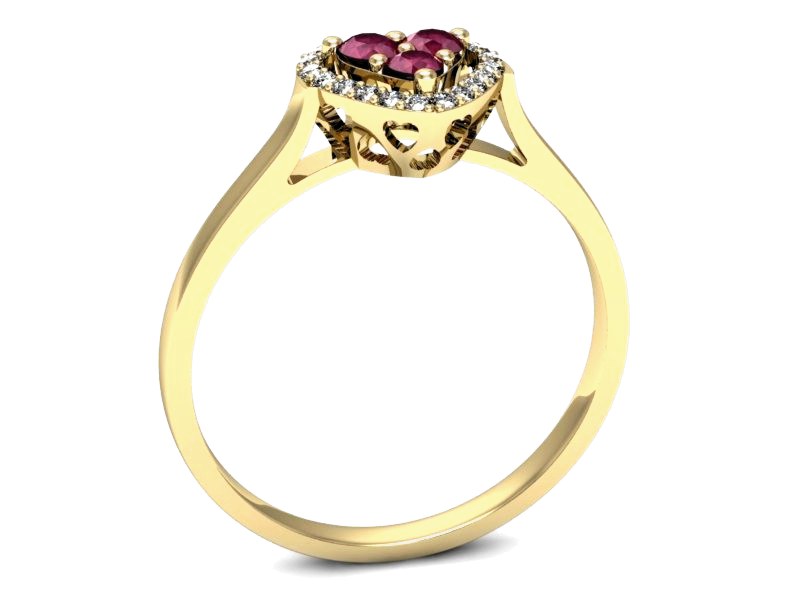 Pierścionek z rubinami i brylantami żółte złoto - p16221zr — zdjęcie 3