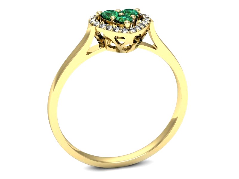 Złoty pierścionek ze szmaragdami i brylantami - p16221zsm — zdjęcie 3
