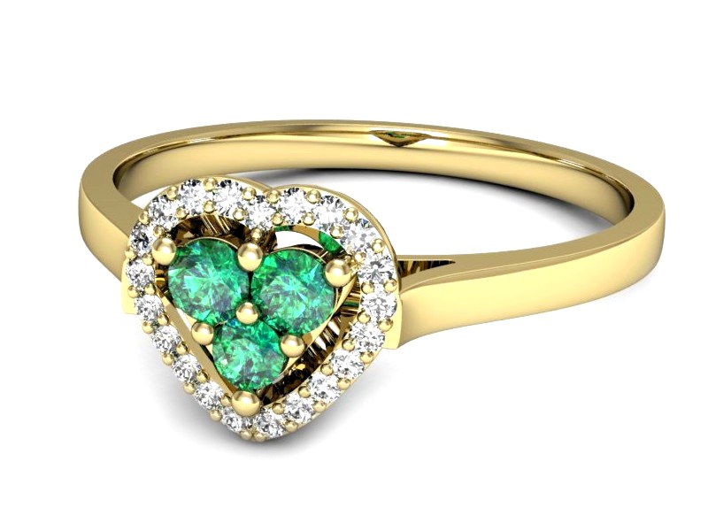 Złoty pierścionek ze szmaragdami i brylantami - p16221zsm — zdjęcie 2
