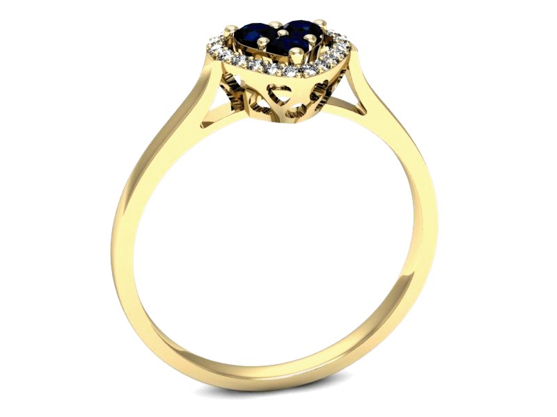 Złoty pierścionek z szafirem i brylantami - p16221zsz — zdjęcie 3