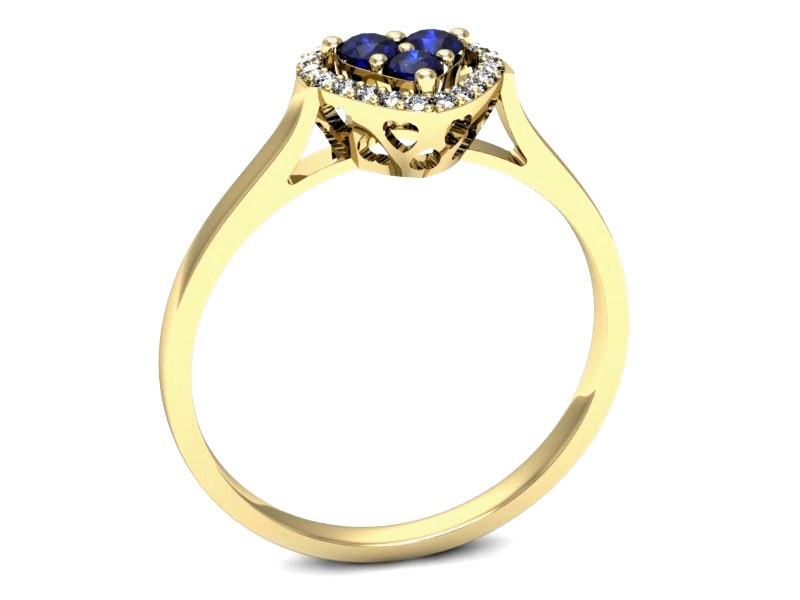 Pierścionek z brylantami i szafirem żółte złoto - p16221zszc — zdjęcie 3