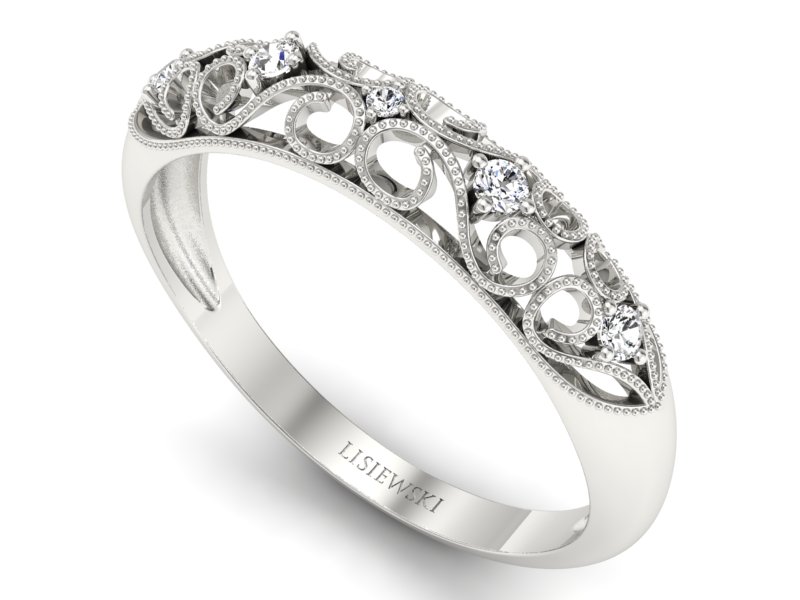 Złoty pierścionek z brylantami białe złoto - p16224b — zdjęcie 3