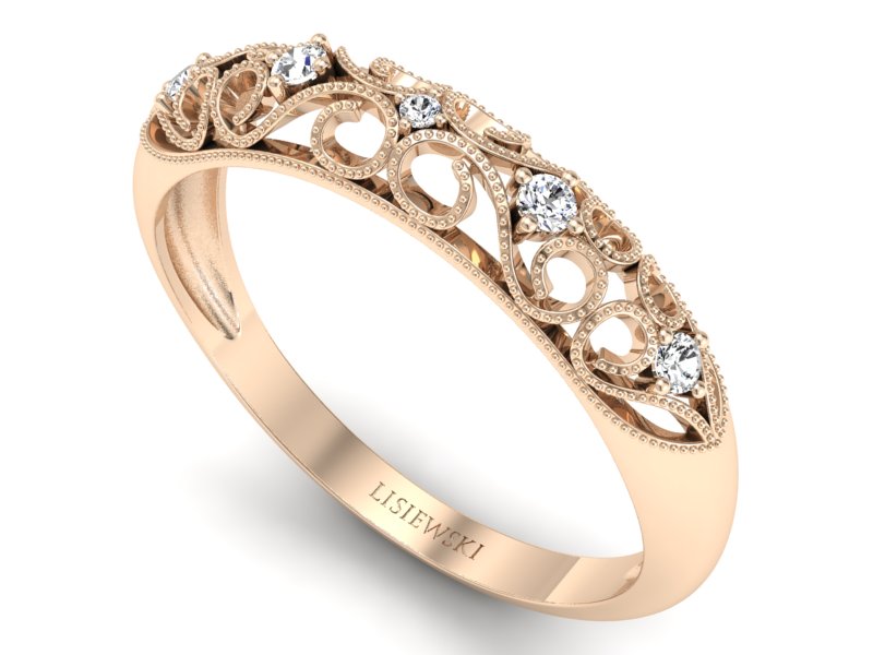 Złoty pierścionek z brylantami różowe złoto - p16224c — zdjęcie 3