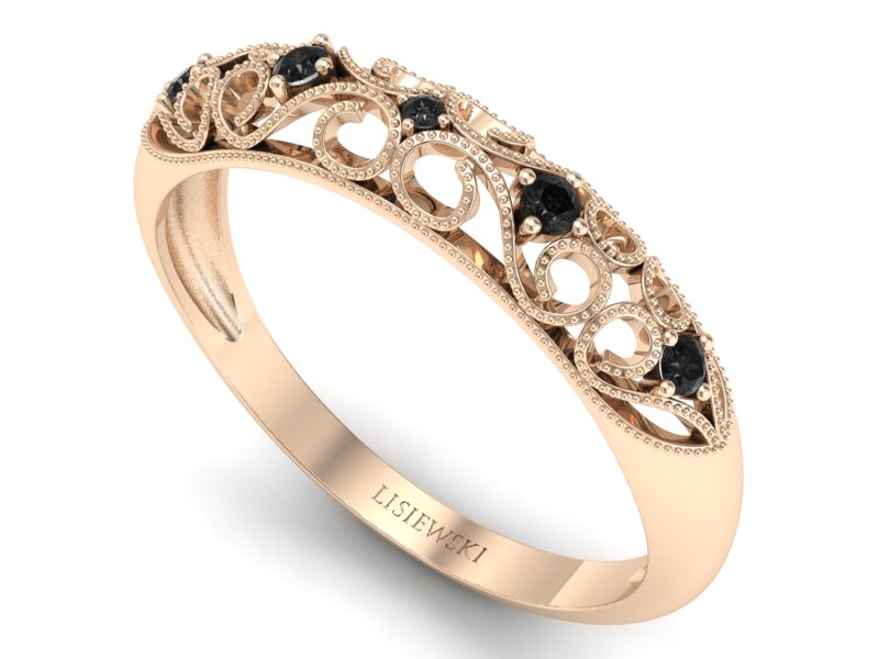 Wyjątkowy pierścionek z czarnymi diamentami - p16224ccd — zdjęcie 3