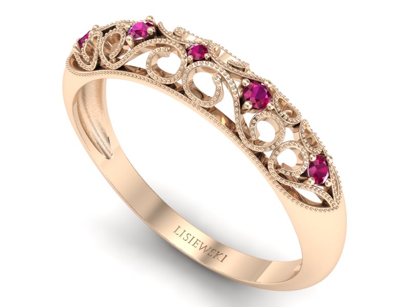 Pierścionek z różowego złota z rubinami - p16224cr — zdjęcie 3