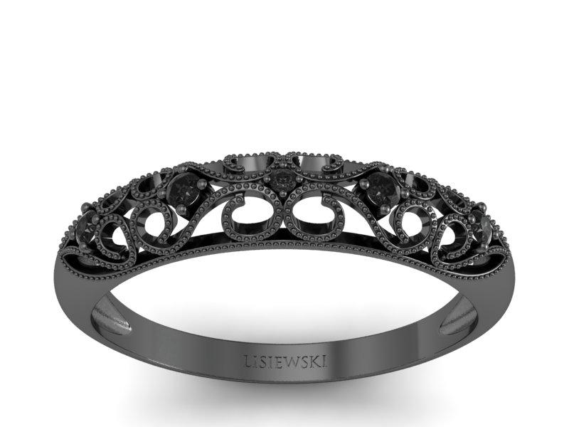 Pierścionek z czarnymi diamentami - p16224czcd