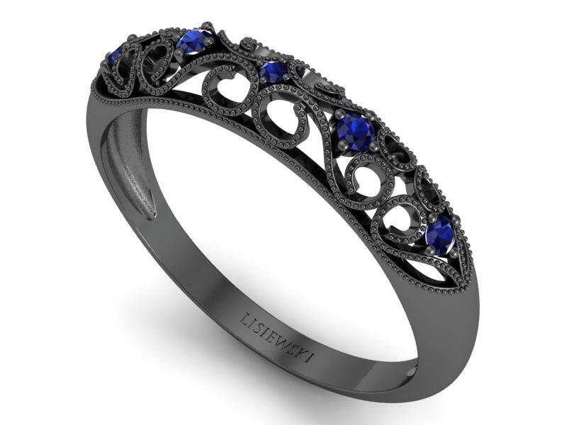 Złoty pierścionek z szafirami - p16224czsz — zdjęcie 3