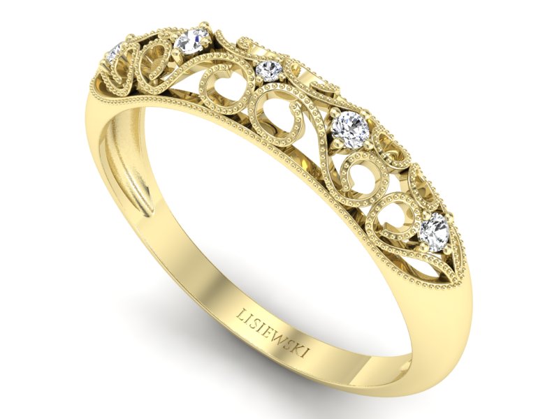 Złoty pierścionek z brylantami żółte złoto - p16224z — zdjęcie 3