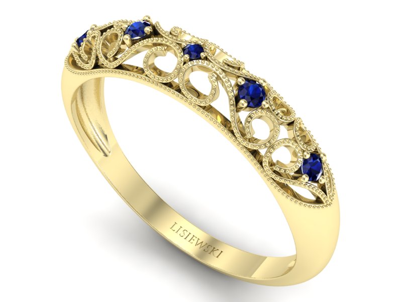 Pierścionek z szafirami żółte złoto - p16224zsz — zdjęcie 3
