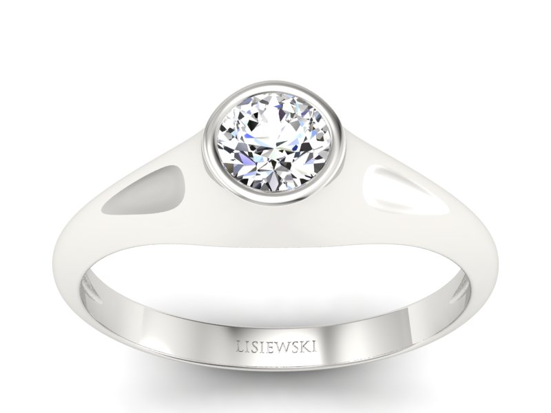 Złoty pierścionek z brylantem białe złoto - p16226b