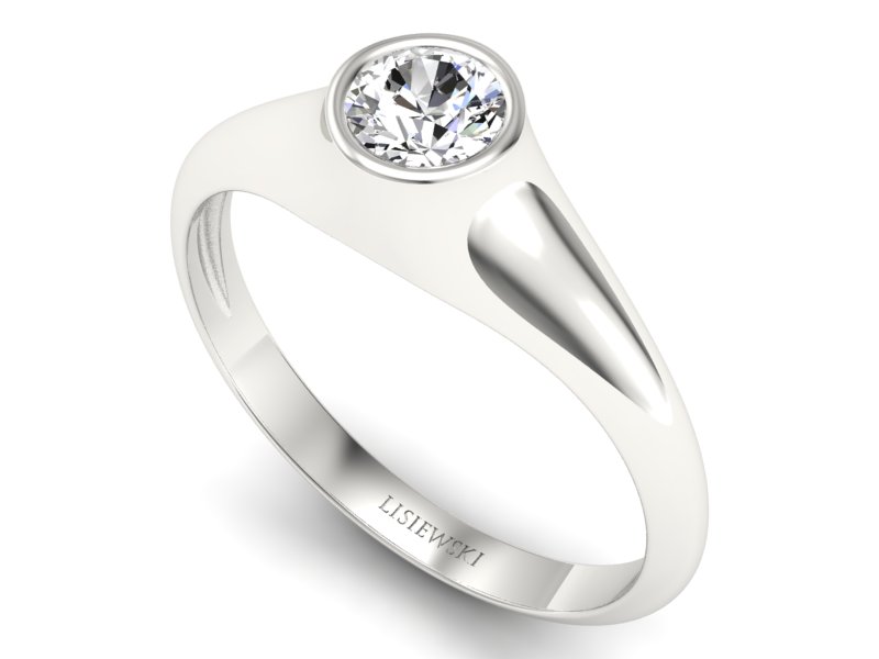 Złoty pierścionek z brylantem białe złoto - p16226b — zdjęcie 3