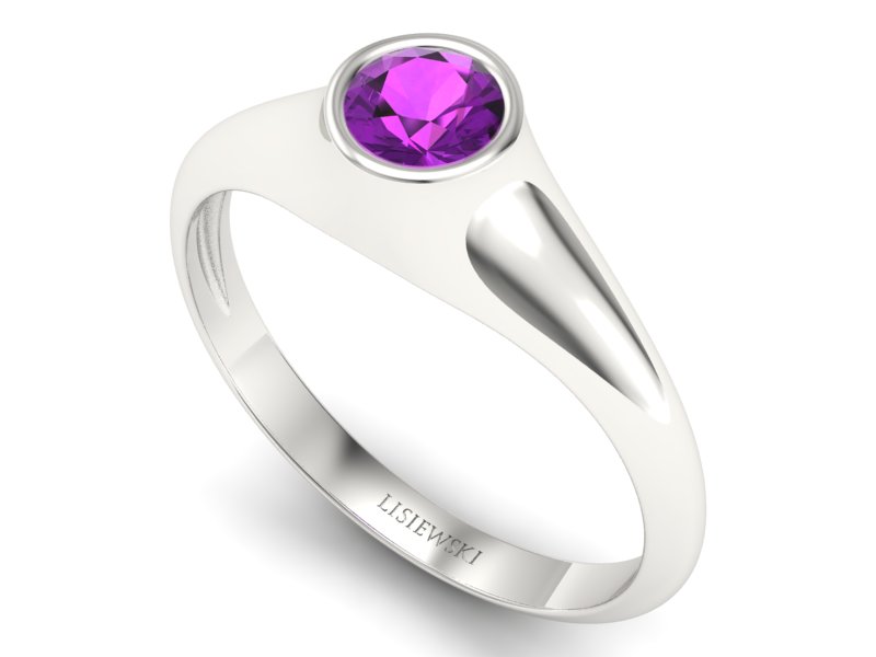 Złoty pierścionek z ametystem białe złoto - p16226bat — zdjęcie 3