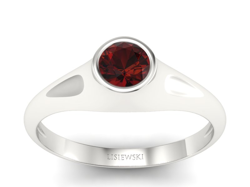 Złoty pierścionek z granatem białe złoto - p16226bgr