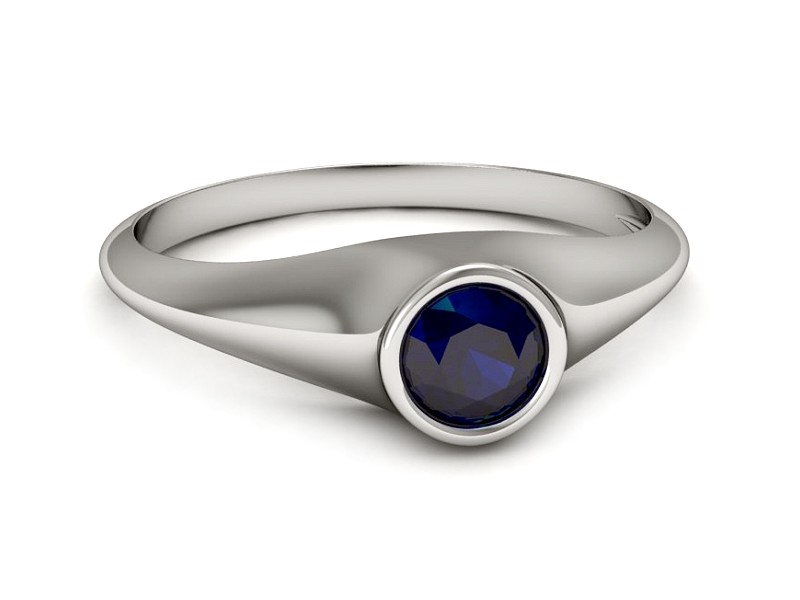 Złoty pierścionek z szafirem białe złoto - p16226bsz — zdjęcie 5