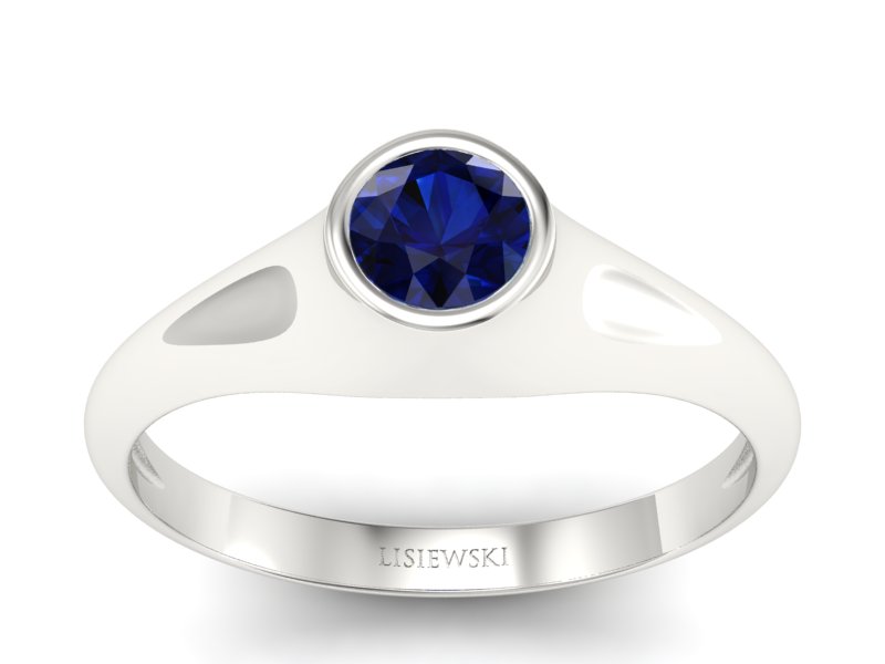 Złoty pierścionek z szafirem białe złoto - p16226bsz