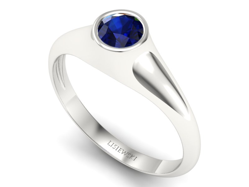 Złoty pierścionek z szafirem białe złoto - p16226bsz — zdjęcie 3
