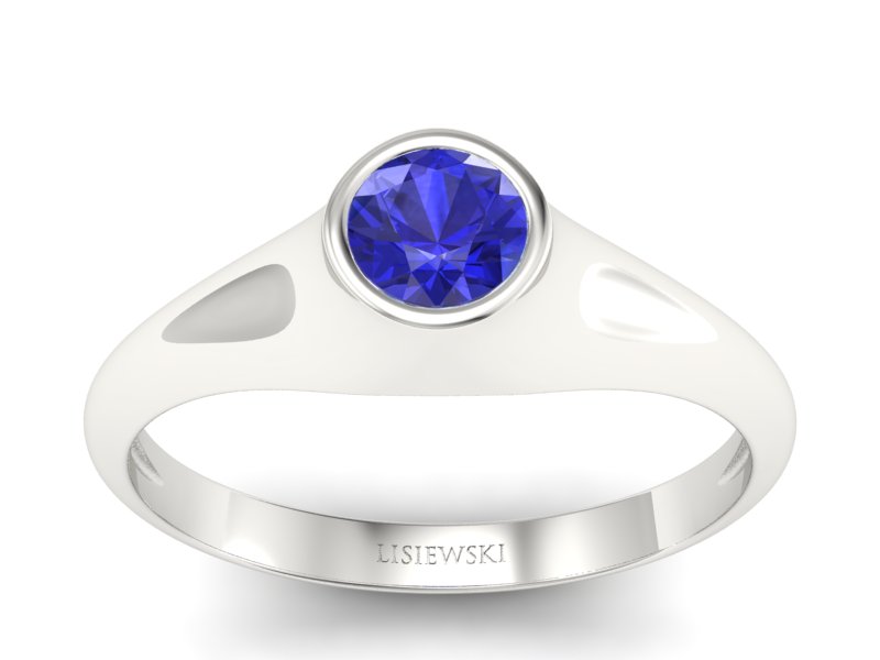 Złoty pierścionek z szafirem białe złoto - p16226bszc