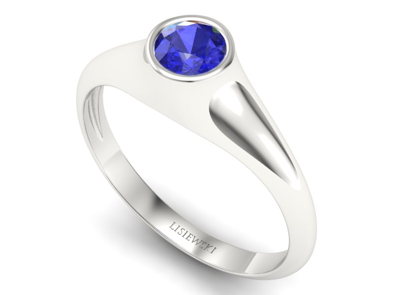 Złoty pierścionek z szafirem białe złoto - p16226bszc — zdjęcie 3