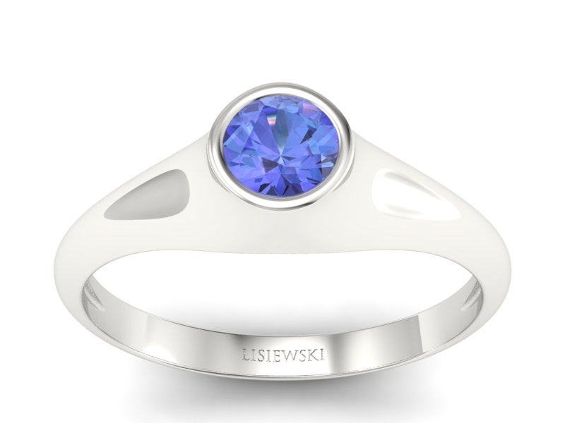 Złoty pierścionek z tanzanitem białe złoto - p16226bt